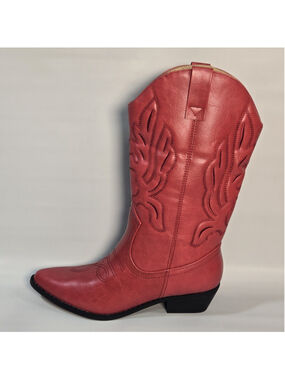 Dream Pairs Red Western Boots Embroidered Cowgirl Pointed Toe Women 10 Rodeo NEW